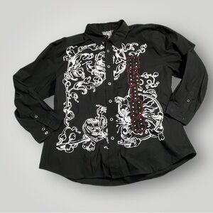 BKLYN Button Up Shirt Dragon Embroidery XXL